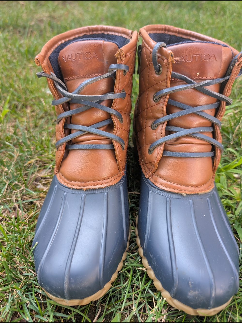 Nautica Men's Brown Leather & Gray Rubber Duck Boots